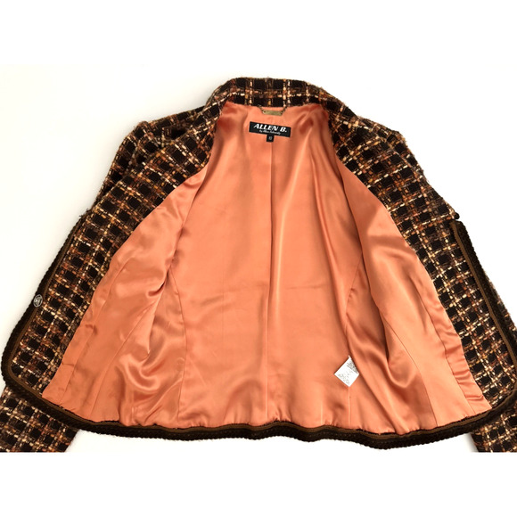 Allen Schwartz Blazer 10 Black Orange Boucle Tweed Woven Jacket Vintage Y2K - Picture 9 of 13